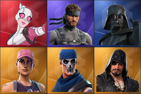 Gwenpool, Solid Snake, Darth Vader, Rose Team Leader, Warpaint, Blackheart