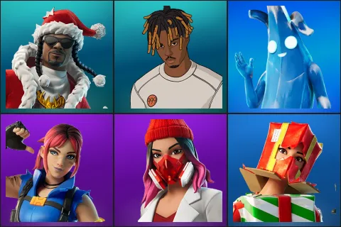 Santa Dogg, Slayer Juice WRLD, Polar Peely, Explorer Emilie, Yulejacket, Holiday Boxy