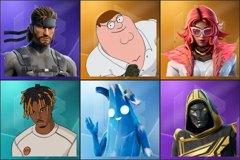 Solid Snake, Peter Griffin, Valeria, Slayer Juice WRLD, Polar Peely, Blitz Knight