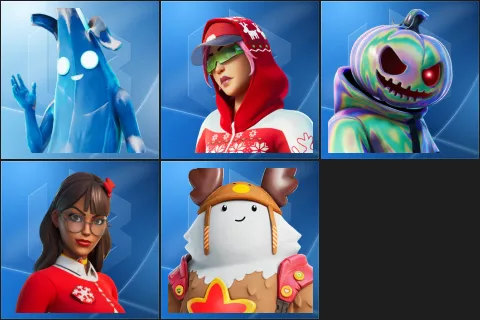 Polar Peely, Arctic Adeline, Chrome Punk, Krisabelle, Sled Ready Guff