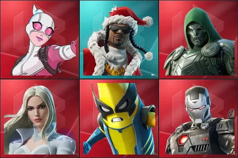 Gwenpool, Santa Dogg, Doom, Emma Frost, Peelverine, War Machine