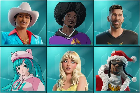 Die With A Smile Bruno, LBC '93 Dogg, Lionel Messi, Neko Hatsune Miku, Sabrina Carpenter, Santa Dogg