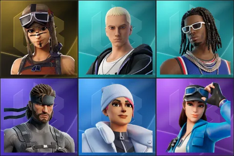 Renegade Raider, Slim Shady, Playboi Carti, Solid Snake, Blizzard Bomber, Cloud Striker