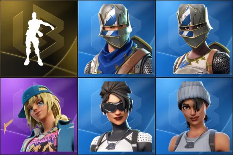 Floss, Blue Squire, Royale Knight, Malibu, Arctic Assassin, Recon Specialist