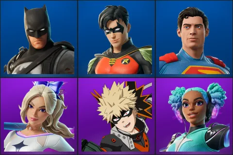 Batman Zero, Robin, Superman, Haylee Skye, Katsuki Bakugo, Synthwave