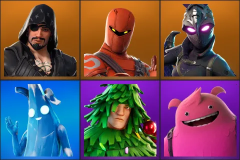 Blackheart, Hybrid, Ravage, Polar Peely, Lt. Evergreen, Yeddy