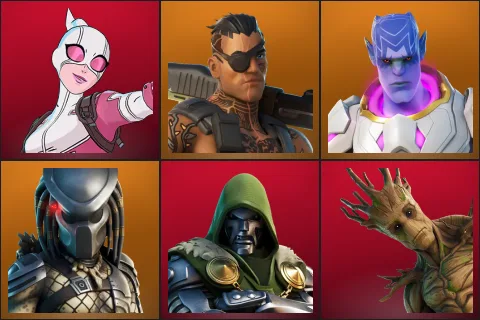 Gwenpool, Joey, Kymera, Predator, Doctor Doom, Groot