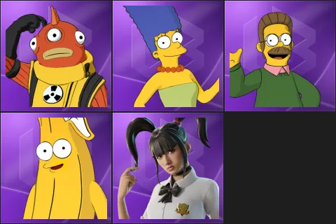 Blinky Fishstick, Marge Simpson, Ned Flanders, Springfielder Peely, Yuki Yubari