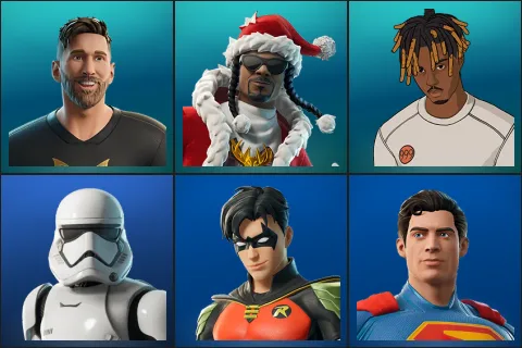 Lionel Messi, Santa Dogg, Slayer Juice WRLD, First Order Stormtrooper, Robin, Superman