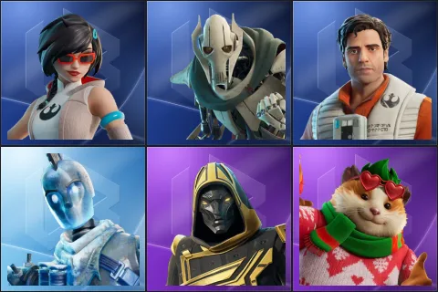 Apprentice Evie, General Grievous, Poe Dameron, Glacial Dummy, Blitz Knight, Cheeks