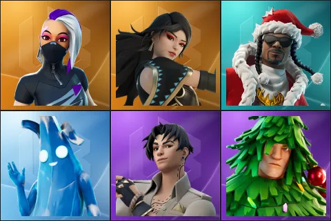 Catalyst, Era, Santa Dogg, Polar Peely, Lorenzo, Lt. Evergreen