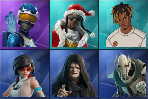 Mogul Master, Santa Dogg, Slayer Juice WRLD, Apprentice Evie, Emperor Palpatine, General Grievous