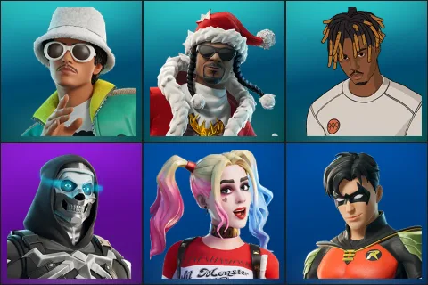Bruno-San, Santa Dogg, Slayer Juice WRLD, Skull Commander, Harley Quinn, Robin