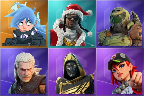 Nezumi, Santa Dogg, Doom Slayer, Geralt of Rivia, Blitz Knight, Dusty