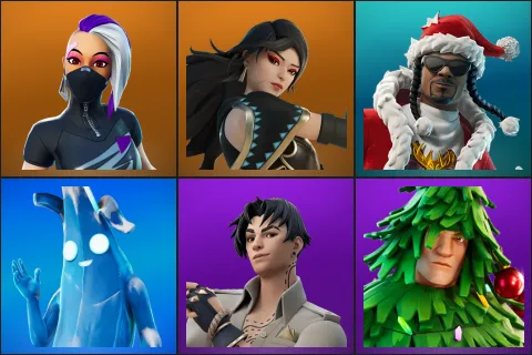 Catalyst, Era, Santa Dogg, Polar Peely, Lorenzo, Lt. Evergreen