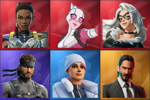 Shuri, Gwenpool, Black Cat, Solid Snake, Blizzard Bomber, John Wick