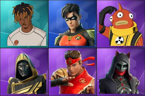 Slayer Juice WRLD, Robin, Blinky Fishstick, Blitz Knight, FIRE Master Kai, Felina