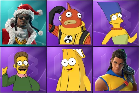 Santa Dogg, Blinky Fishstick, Marge Simpson, Ned Flanders, Springfielder Peely, Trailblazer Tai