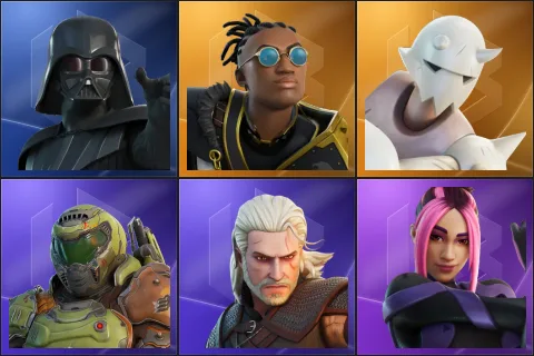Darth Vader, Malik, Snap, Doom Slayer, Geralt of Rivia, Adira