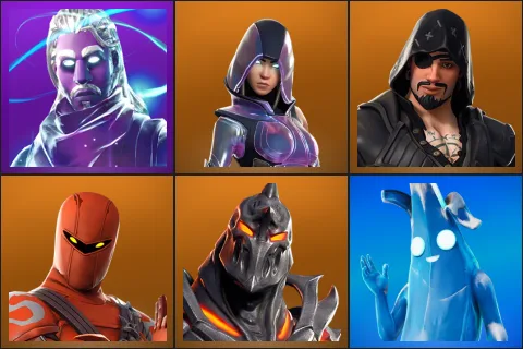 Galaxy, Glow, Blackheart, Hybrid, Ruin, Polar Peely