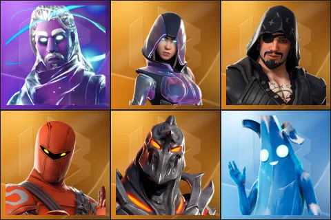 Galaxy, Glow, Blackheart, Hybrid, Ruin, Polar Peely