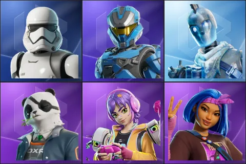 First Order Stormtrooper, UNSC Spartan, Glacial Dummy, Agent Patch, Battle Gamer Mae, Carina