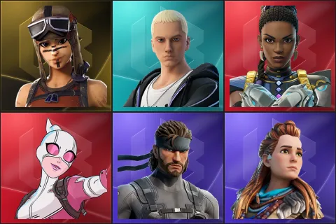 Renegade Raider, Slim Shady, Shuri, Gwenpool, Solid Snake, Aloy