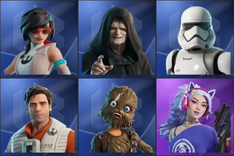 Apprentice Evie, Emperor Palpatine, First Order Stormtrooper, Poe Dameron, Wookiee Team Leader, Dasha