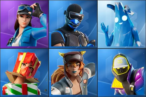 Cloud Striker, Fixer, Polar Peely, Holiday Boxy, Lina Scorch, Subzero Cryptic