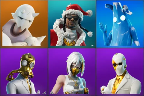 Snap, Santa Dogg, Polar Peely, Chaos Double Agent, Double Agent Hush, Double Agent Wildcard