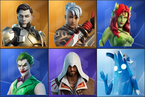 Midas Rex, Ronin, Poison Ivy, The Joker, Ezio Auditore, Polar Peely