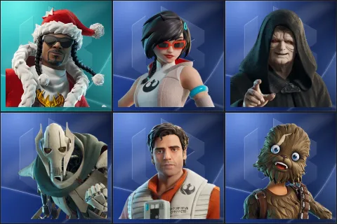 Santa Dogg, Apprentice Evie, Emperor Palpatine, General Grievous, Poe Dameron, Wookiee Team Leader