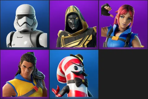 First Order Stormtrooper, Blitz Knight, Explorer Emilie, Trailblazer Tai, Mr. Dappermint
