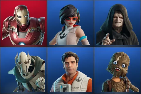 Iron Man Mk 45, Apprentice Evie, Emperor Palpatine, General Grievous, Poe Dameron, Wookiee Team Leader