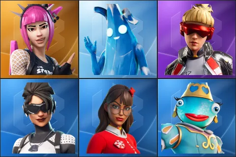 Power Chord, Polar Peely, Versa, Arctic Assassin, Krisabelle, Princess Felicity Fish