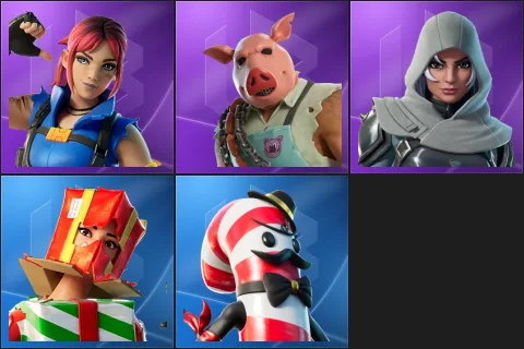 Explorer Emilie, Pig the Butcher, Vanguard Zadie, Holiday Boxy, Mr. Dappermint