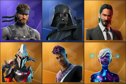 Solid Snake, Darth Vader, John Wick, Eternal Knight, Fade, Galaxy Scout