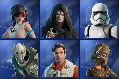 Apprentice Evie, Emperor Palpatine, First Order Stormtrooper, General Grievous, Poe Dameron, Wookiee Team Leader
