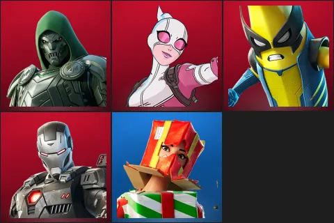 Doom, Gwenpool, Peelverine, War Machine, Holiday Boxy