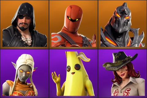 Blackheart, Hybrid, Ruin, Ember, Peely, Sidewinder