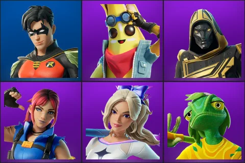 Robin, Adventure Peely, Blitz Knight, Explorer Emilie, Haylee Skye, Ziggy