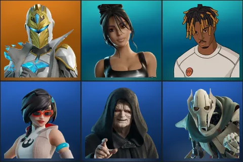 Spectra Knight, Iconic Kim Kardashian, Slayer Juice WRLD, Apprentice Evie, Emperor Palpatine, General Grievous