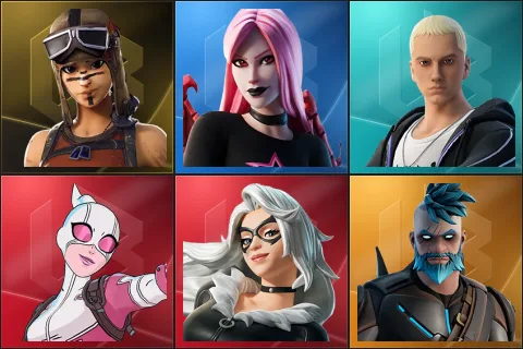 Renegade Raider, Haze, Slim Shady, Gwenpool, Black Cat, Omegarok