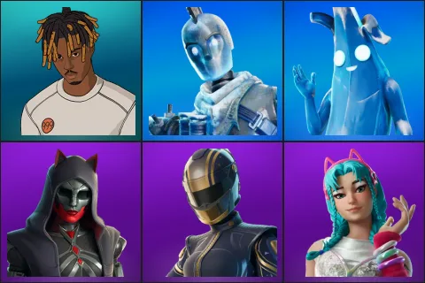 Slayer Juice WRLD, Glacial Dummy, Polar Peely, Felina, Hairpin, Katalina
