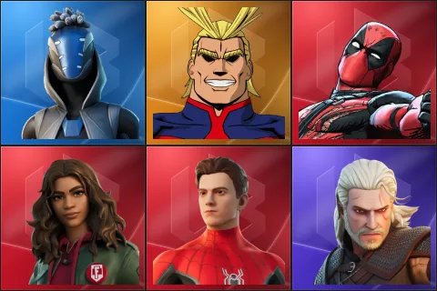 Sultura, All Might, Deadpool (Pen & Ink), MJ (No Way Home), Spider-Man (No Way Home), Geralt of Rivia