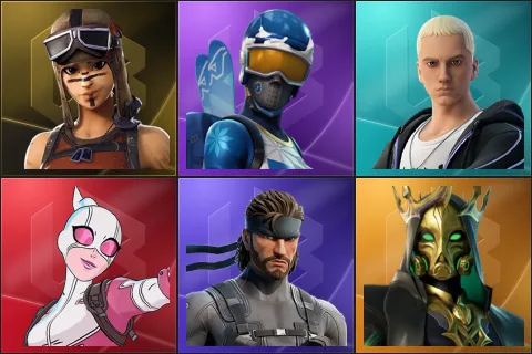 Renegade Raider, Mogul Master, Slim Shady, Gwenpool, Solid Snake, Hades