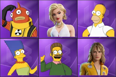 Blinky Fishstick, Cat Holloway, Homer Simpson, Marge Simpson, Ned Flanders, The Bride
