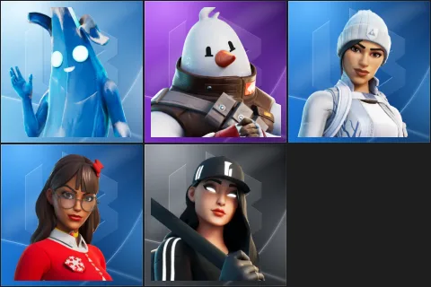 Polar Peely, Snowmando, Frost Squad, Krisabelle, Ruby Shadows