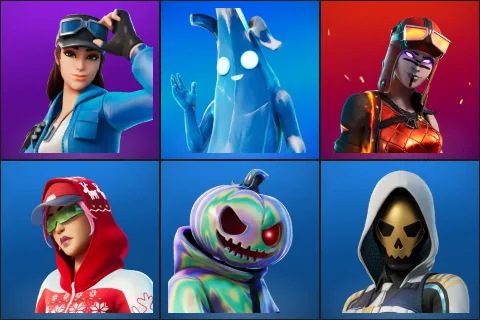 Cloud Striker, Polar Peely, Blaze, Arctic Adeline, Chrome Punk, Gold Blooded Ace