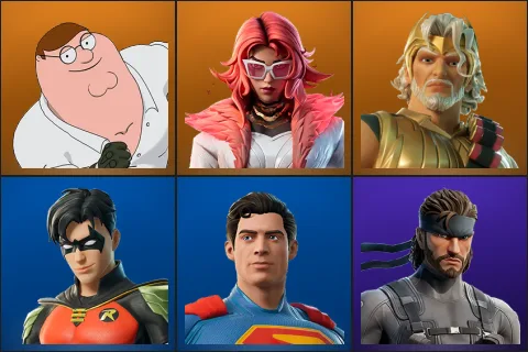 Peter Griffin, Valeria, Zeus, Robin, Superman, Solid Snake